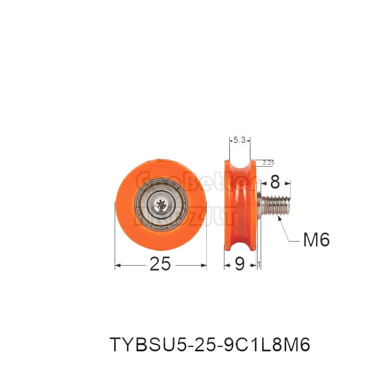 5mm M5 M6 U Groove Bearing Pulley Sliding Wheel Embedded Guiding Nylon 625