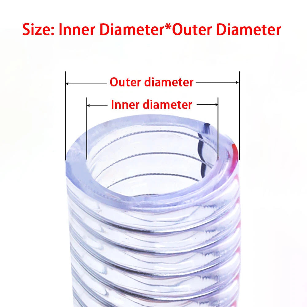 Wire Reinforced Braided Clear PVC Hose — ID 10mm to 40mm, Air Water Fuel Pipe