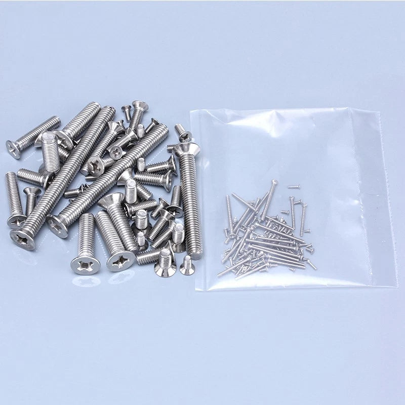 304 Stainless Steel M2 Countersunk Flat Head Phillips Machine Screws — 3mm to 60mm, Packs of 10–300