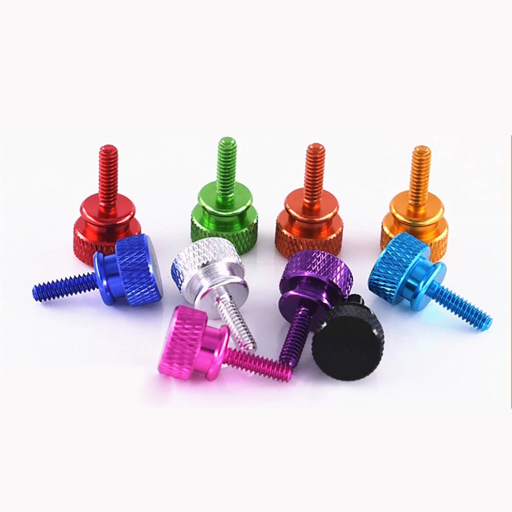 6 - 32 Knurled Thumb Screws — Aluminum Alloy, 3 Lengths, 10 Colors, DIY Hand Grip Knob Bolts - HomeDIYer