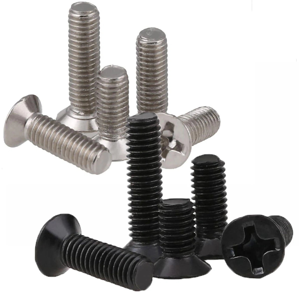 Phillips Flat Head Countersunk Machine Screws M1.4 M1.6 M2 M2.5 M3 M4 M5 | White Zinc Nickel Black Zinc