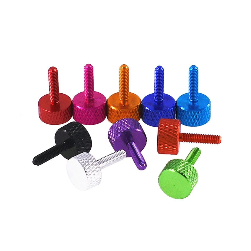 M3 x 12mm Anodised Aluminium Knurled Thumb Screws — Flat Head Hand-Grip Bolts, 10 Colors