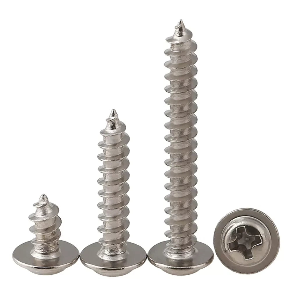 M1.2 M1.4 M1.7 M2 M2.3 M2.6 M3 M4 Flanged Truss Head Self Tapping Screws – Nickel Plated Steel