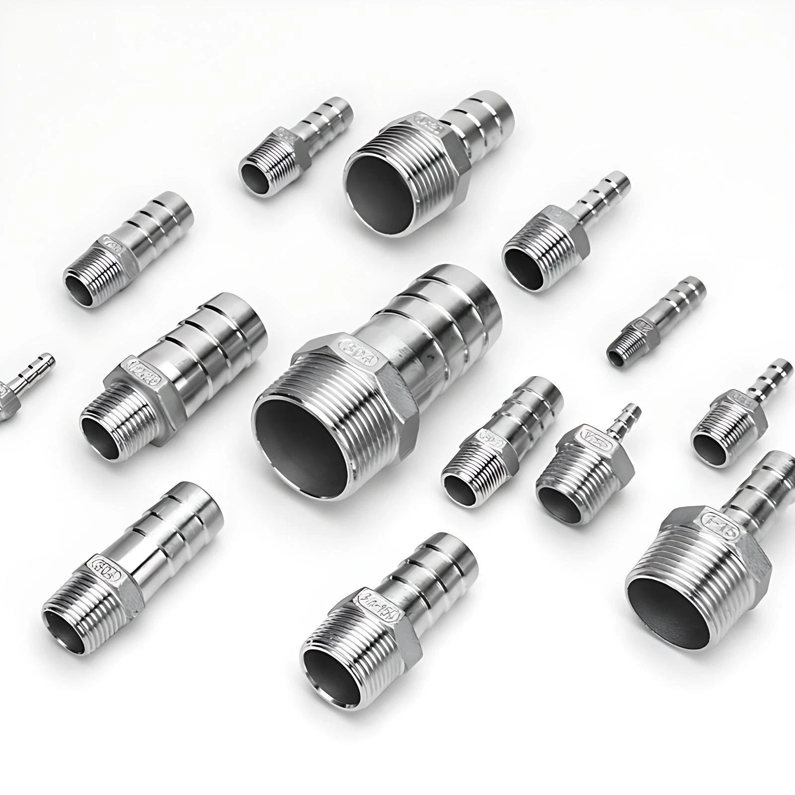 BSP Male Taper Thread x Hose Tail Adapter Fittings — Stainless Steel 304