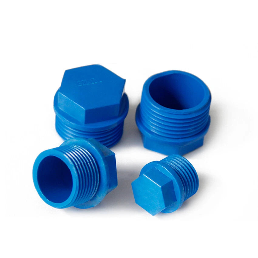 PVC 1 2" 3 4" 1" Male Threaded Water Supply Pipe Cap Stop End Lock Fittings