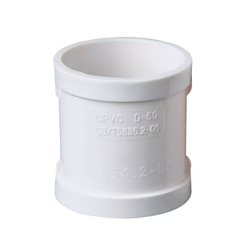 PVC Straight Coupling — Solvent Weld Drain Pipe Connector, White (50mm–200mm)