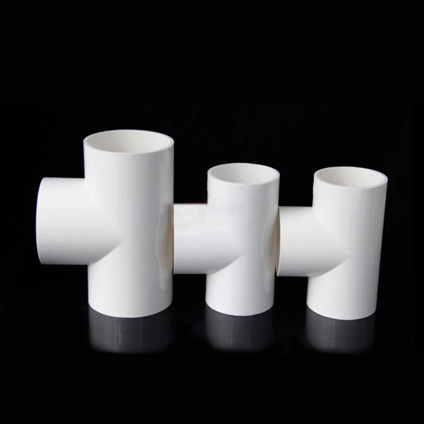 20mm to 200mm PVC Plastic Pipe Fittings Adhesive Tee T Connector White Blue Gray