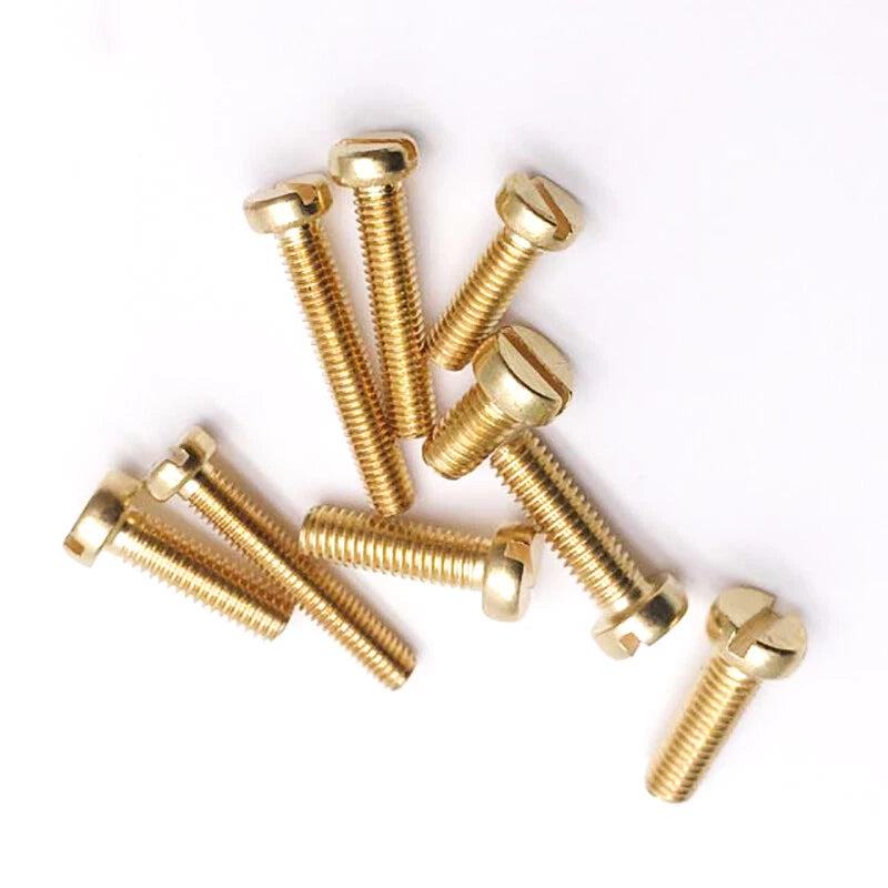 Brass Slotted Cheese Head Machine Screws M2 — Non-Magnetic Flat-Drive Micro Screws 8mm & 12mm, Pack of 50
