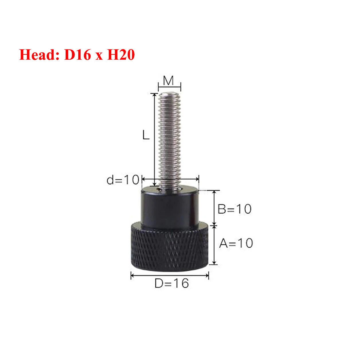 Knurled Thumb Screws with Aluminum Handle — Stainless Steel, M3 to M10
