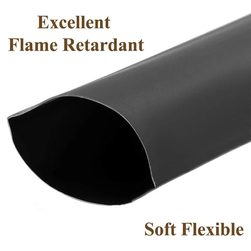 2:1 Heat Shrink Tubing Waterproof Wire Wrap — Black, ID 30–150mm