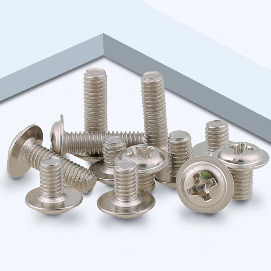 G304 Stainless Steel Phillips Pan Washer Head Machine Screws — M2 M2.5 M3, 3–20mm