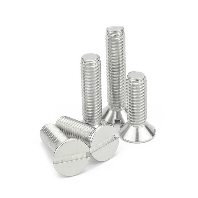 M2 M2.5 M3 M4 Slotted Countersunk Machine Screws — A2 Stainless Steel
