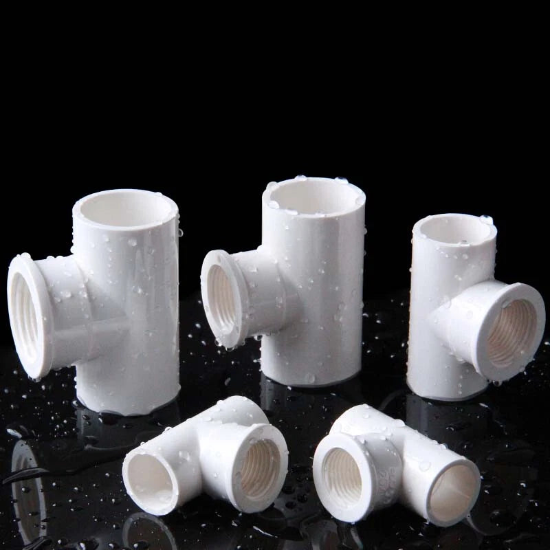 Tee Pipe Connector Female Thread PVC Fittings T Type 3 Way Adaptor 20mm-63mm