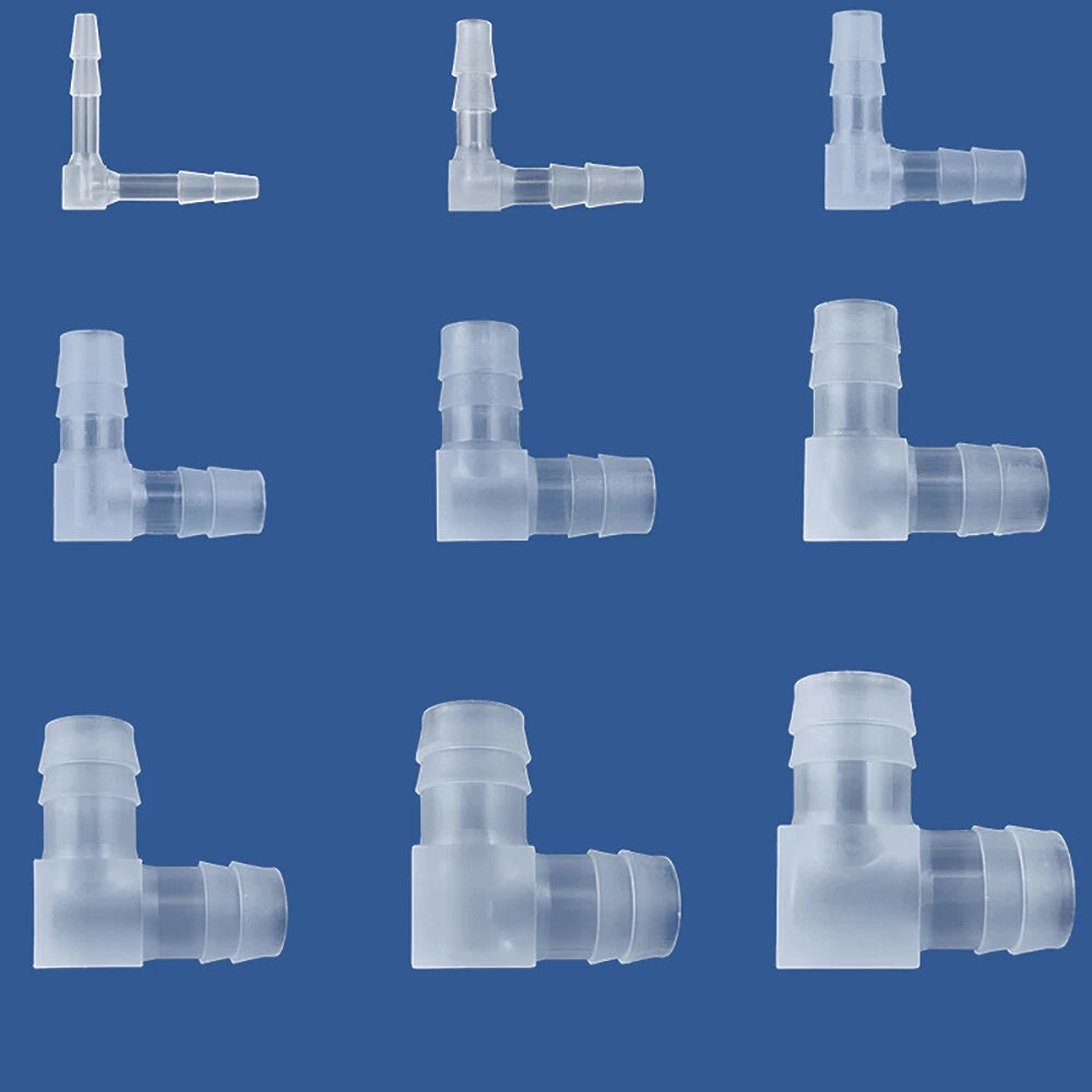 90° Elbow Barbed Hose Connector — Plastic Push-In Fitting for Air & Water Pipe 4mm–20mm