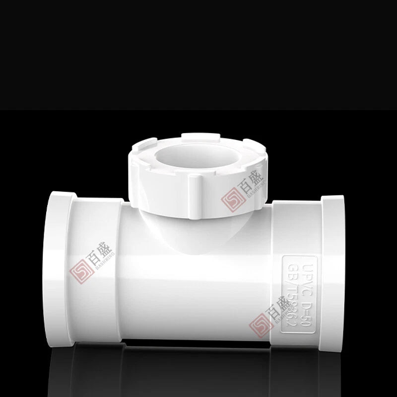 PVC Tee Drain Pipe Connector With Inspection Port Fittings Adapters 50mm-200mm