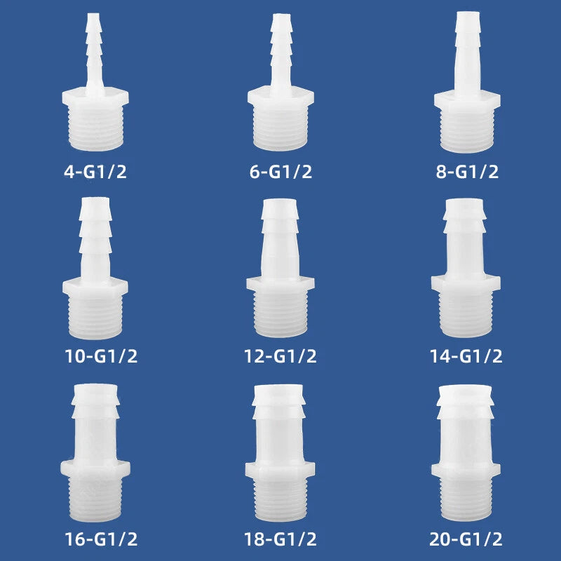 Plastic Barbed Hose Fitting with Male Thread — Straight Connector for Air, Fuel & Water