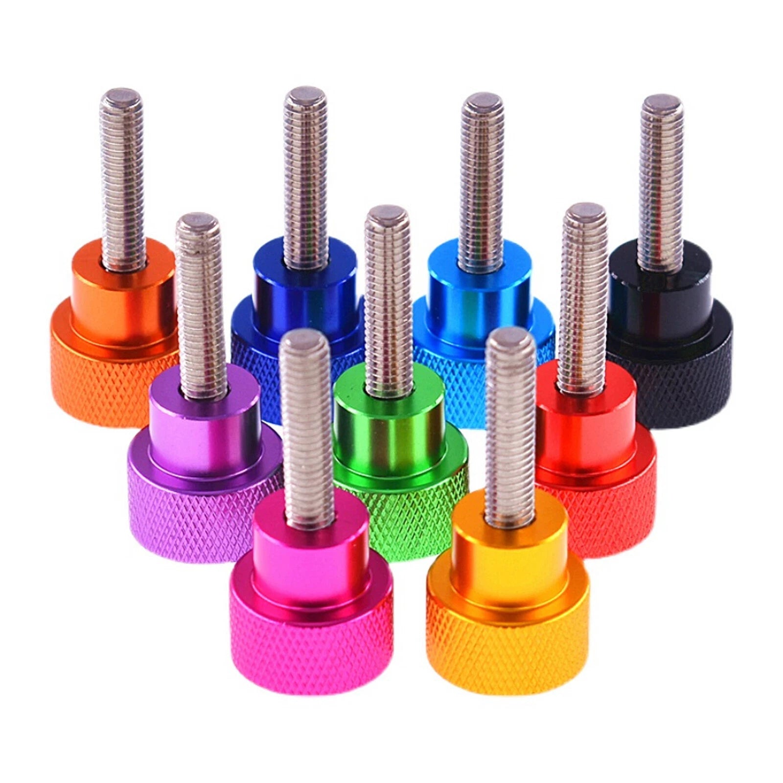 M10 Knurled Thumb Screws — Stainless Steel & Anodized Aluminum Hand-Turn Knob Bolts