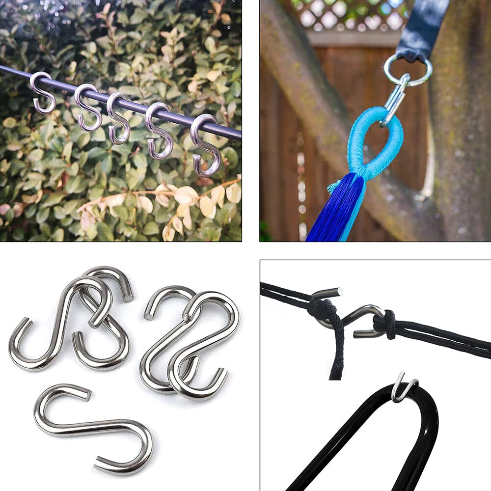 Stainless Steel Small S Hooks 2-8mm Hanging Clothes Kitchen Garage Butcher Tool