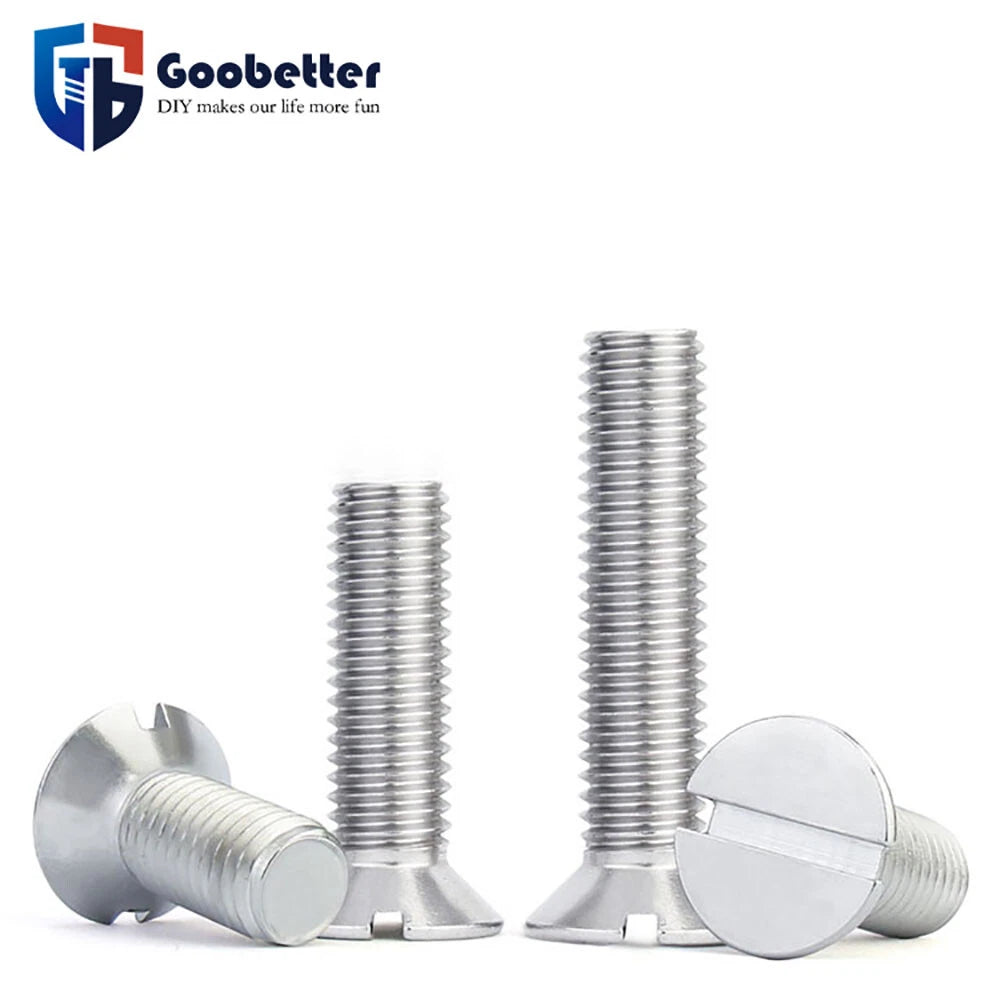 Slotted Countersunk Machine Screws – A2 Stainless Steel, M1.2 to M6, Fully Threaded