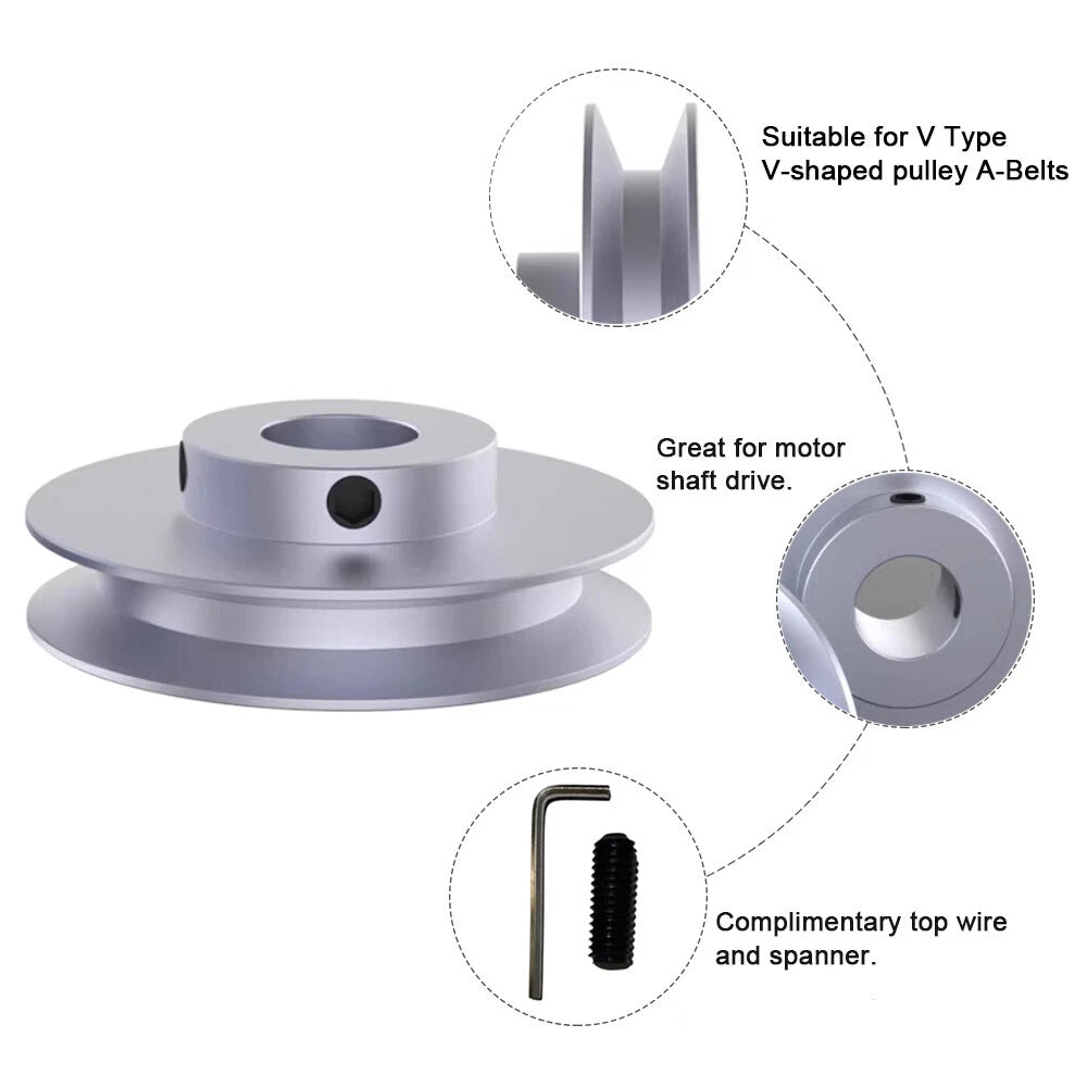 OD 50/60/80/100mm Pulley Aluminum V Single Groove Pulleys Wheels for B-Type Belt