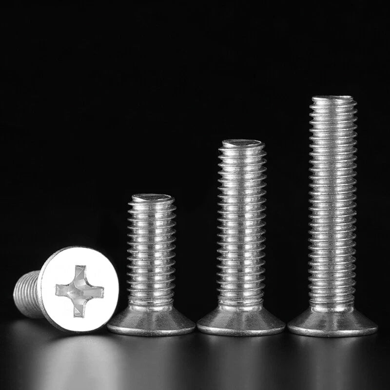 304 Stainless Steel Countersunk Phillips Machine Screws – M3.5 M4 M5 (6–200mm Length Under Head)