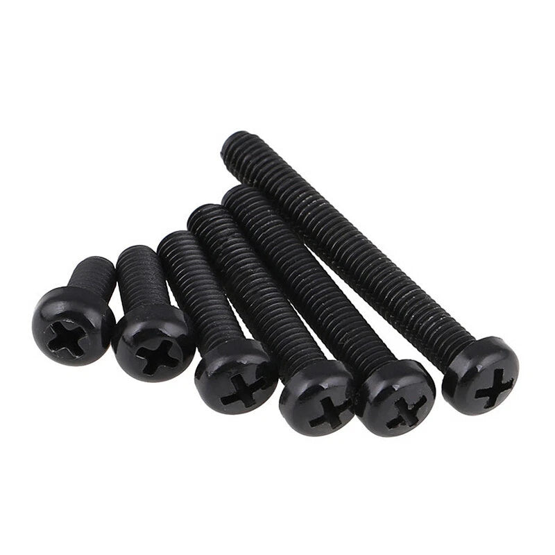 Black Nylon Pan Head Phillips Machine Screws M2 M2.5 M3 M4 M5 M6 M8 — Non-Conductive PA66 Plastic Screws 4mm to 60mm