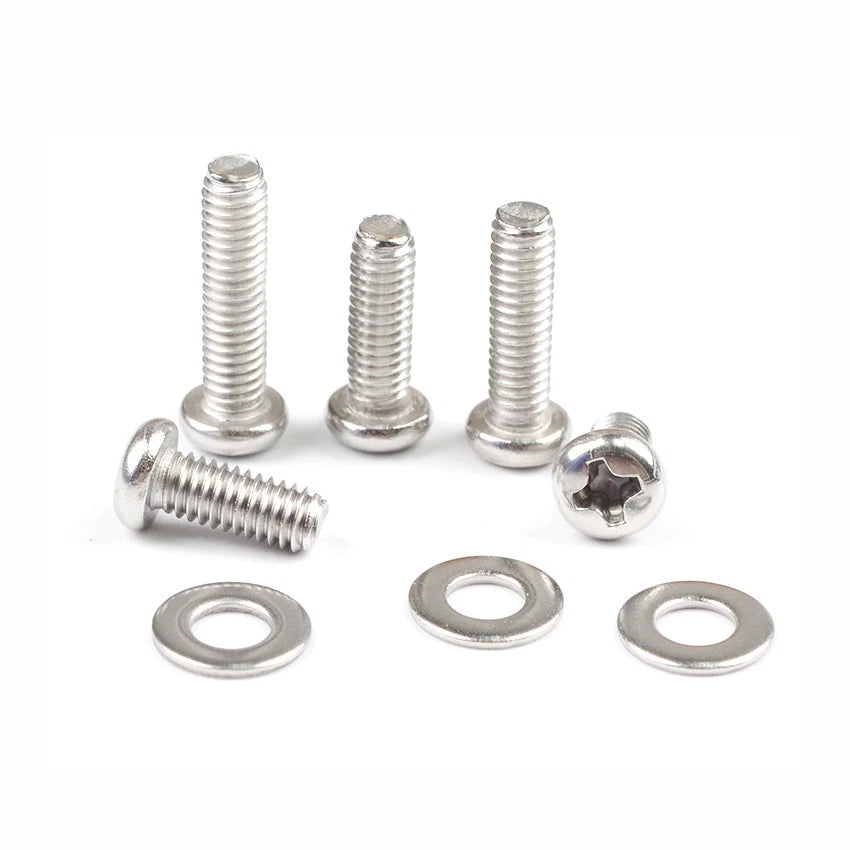 M4 M5 Phillips Pan Head Machine Screws with Gaskets – A2 Stainless Steel, Corrosion‑Resistant (8–20mm Lengths)