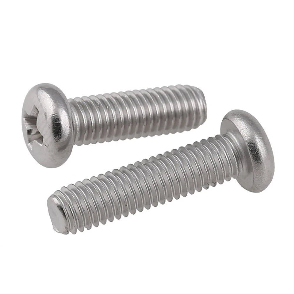 M2.5 & M3 Pan Head Phillips Machine Screws – A2 304 Stainless Steel, Fully Threaded (4–60mm Lengths)
