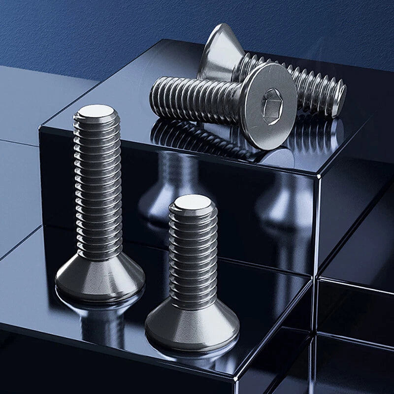 M2 & M3 A2 Stainless Hex Drive Flat Head Screws – Countersunk Machine Bolts (304)