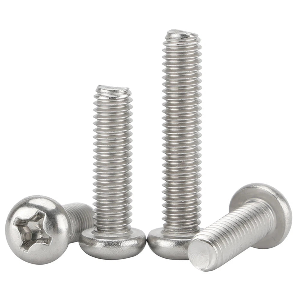 M5 Pozi Pan Head Machine Screws – A2 Stainless Steel (304), Fully Threaded, Pozidriv Drive