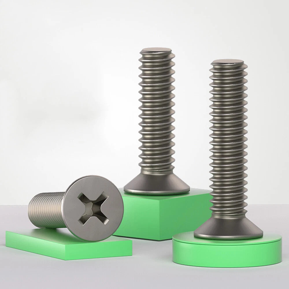 TA2/GR2 Pure Titanium Phillips Countersunk Machine Screws – DIN 965, M2 to M10, Fully Threaded