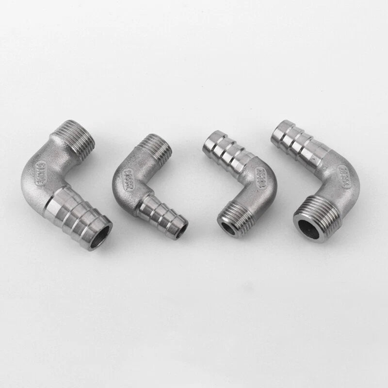 Thread Pipe Fitting Barb Hose Tail Connector BSP Stainless Elbow Hose Connector
