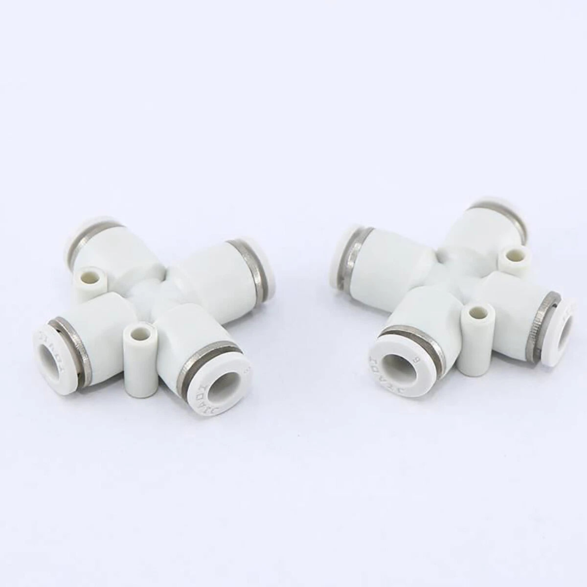 Nylon Push-to-Connect Cross 4-Way Pneumatic Fitting 4–12mm Inline Tube Connector