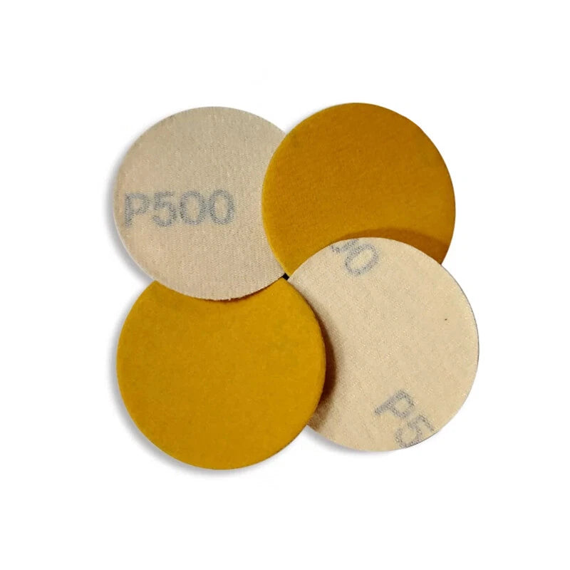 2" 50mm Yellow Dry Sandpaper Sheet Sanding Discs Polishing 240 320 500 Grit