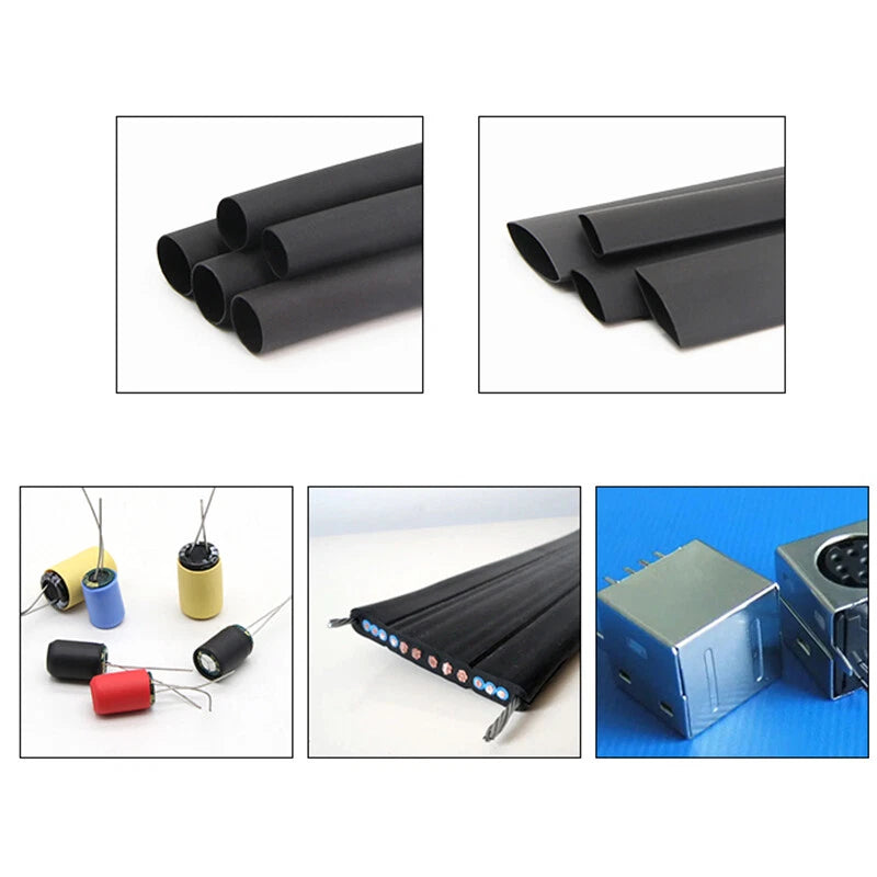Black Heat Shrink Tubing 2:1 Ratio – Waterproof Wire Sleeving, φ0.6mm–φ210mm
