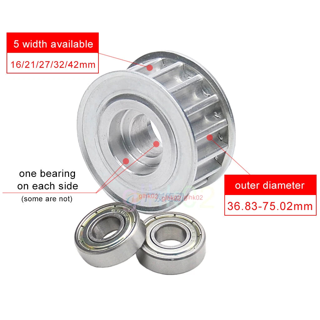 8M Timing Belt Idler Pulleys 15-30 Teeth Smooth 16 21 27 32mm Wide 5-25mm Bore