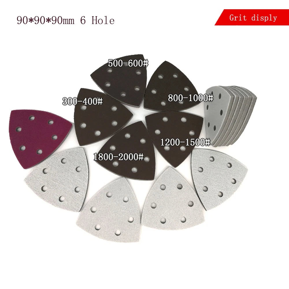 90*90*90mm Triangle Sponge Sandpaper 0 - 6 Hole Red Sanding Paper Pads Sheets