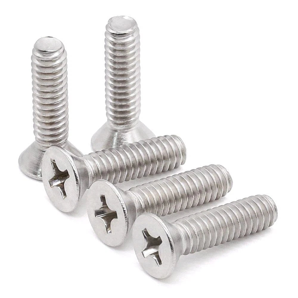 M2 & M2.5 Countersunk Phillips Screws – A2 Stainless Steel, Fully Threaded (2–60mm Overall Length)