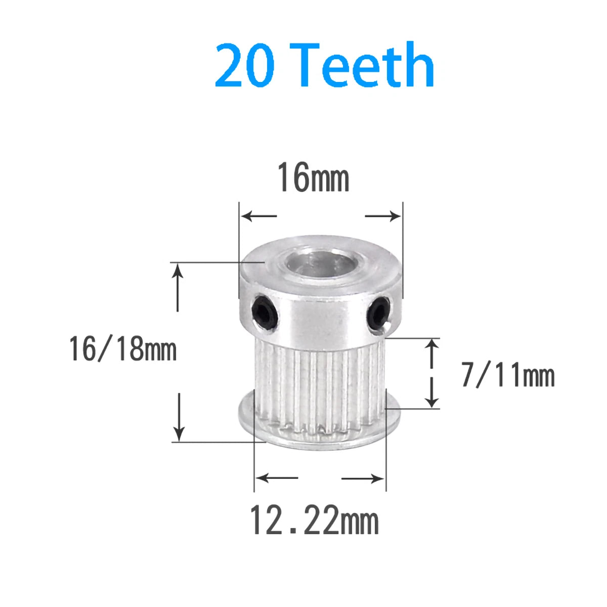 K-type GT2 6mm-10mm Timing Belt Pulley 16 20 24 25 26 Teeth for CNC Step Motor