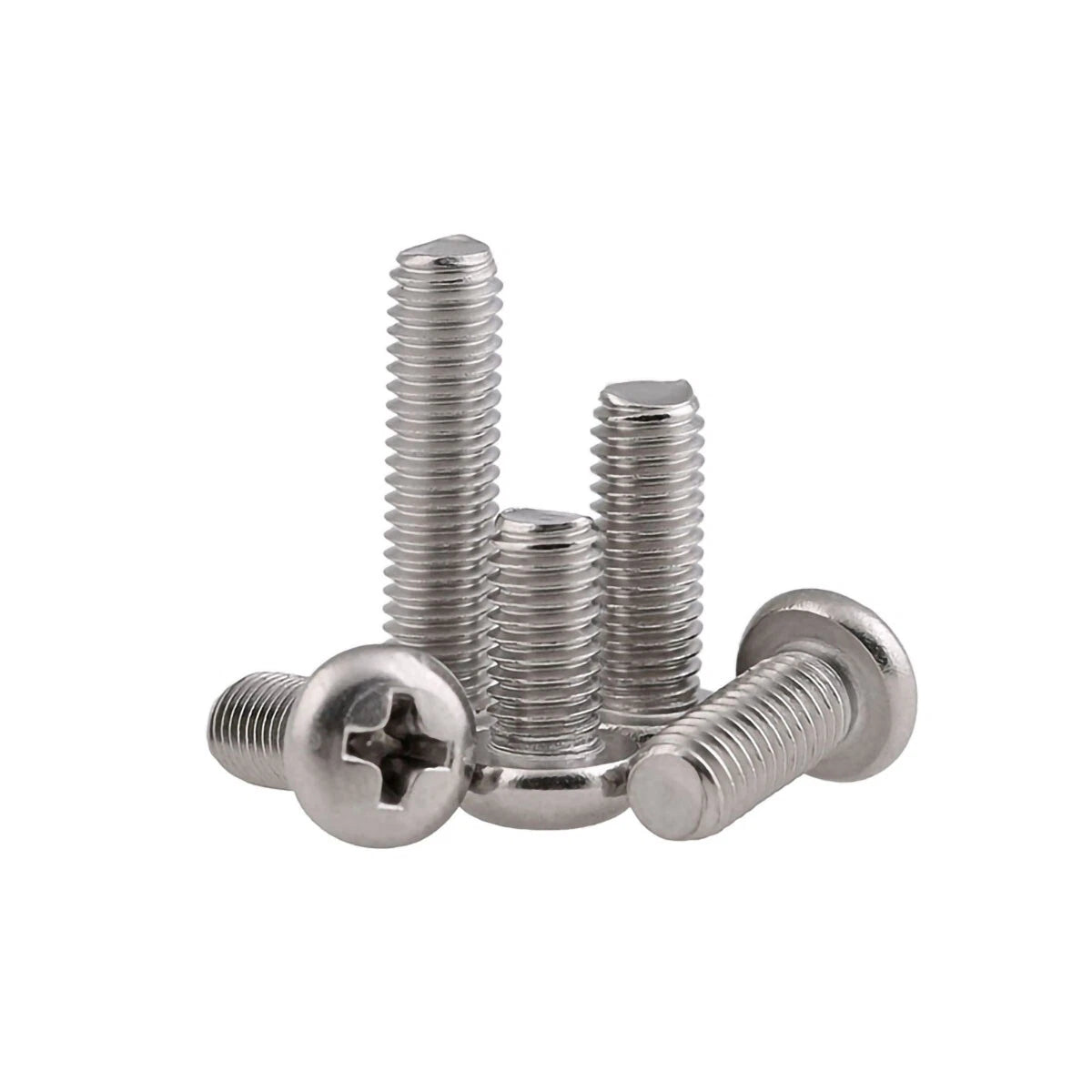 A2 304 Stainless Steel Pan Head Phillips Machine Screws M2 M2.5 M3 M4 M5 M6 M8 M10 — Full Range 3mm to 100mm