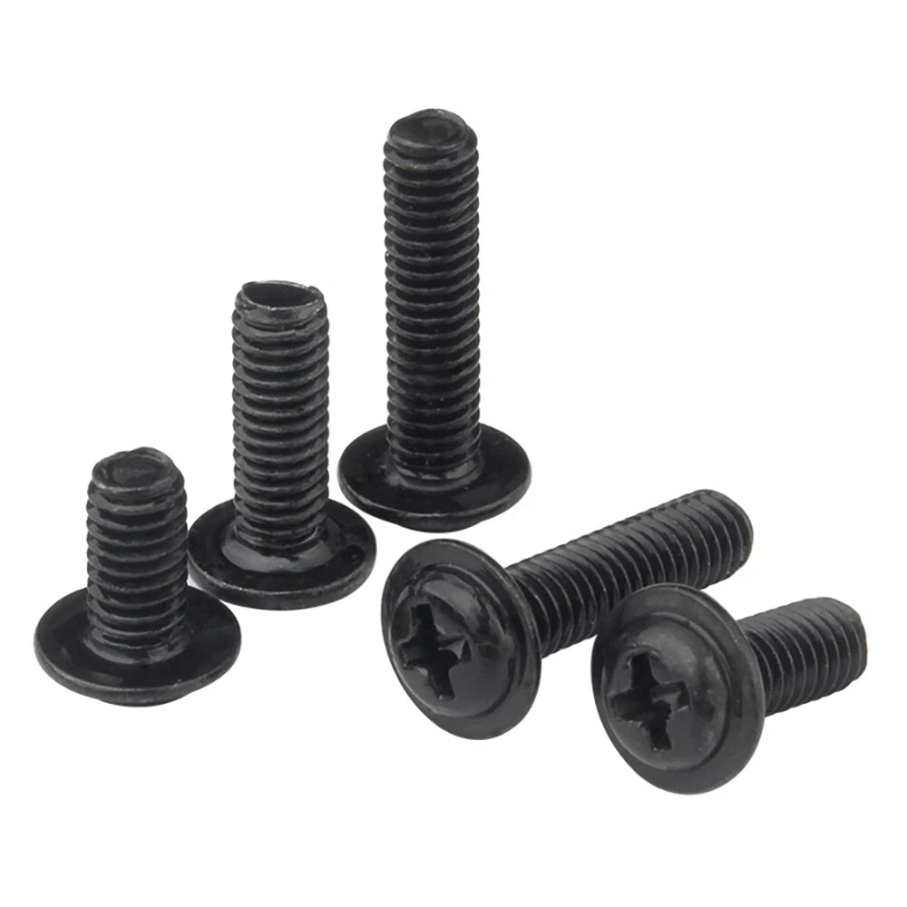 Black Zinc Flanged Button Head Machine Screws – M2 M2.5 M3 M4 M5, Phillips Drive (DIN 967)
