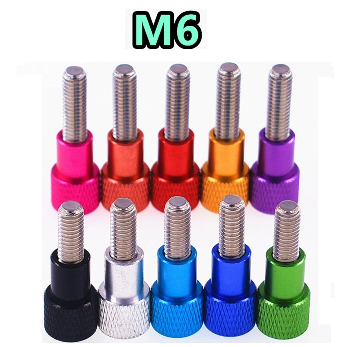 M6 Knurled High Thumb Screws Alu + Stainless Hand Grip Knob Bolt Head Thread Rod