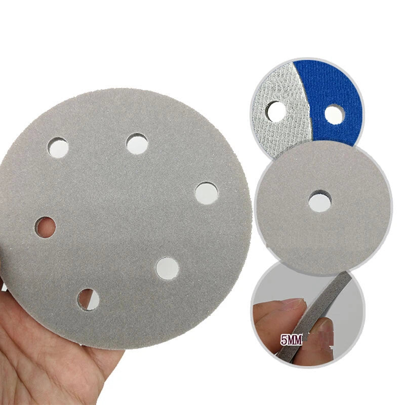 5" 6" Wet Dry Sponge Orbital Sandpaper 6 Hole Hook Loop Sanding Discs P300-P3000