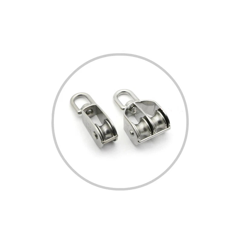 Stainless Steel Heavy Duty Single/Double Pulley Block Wheel Swivel Lifting Rope