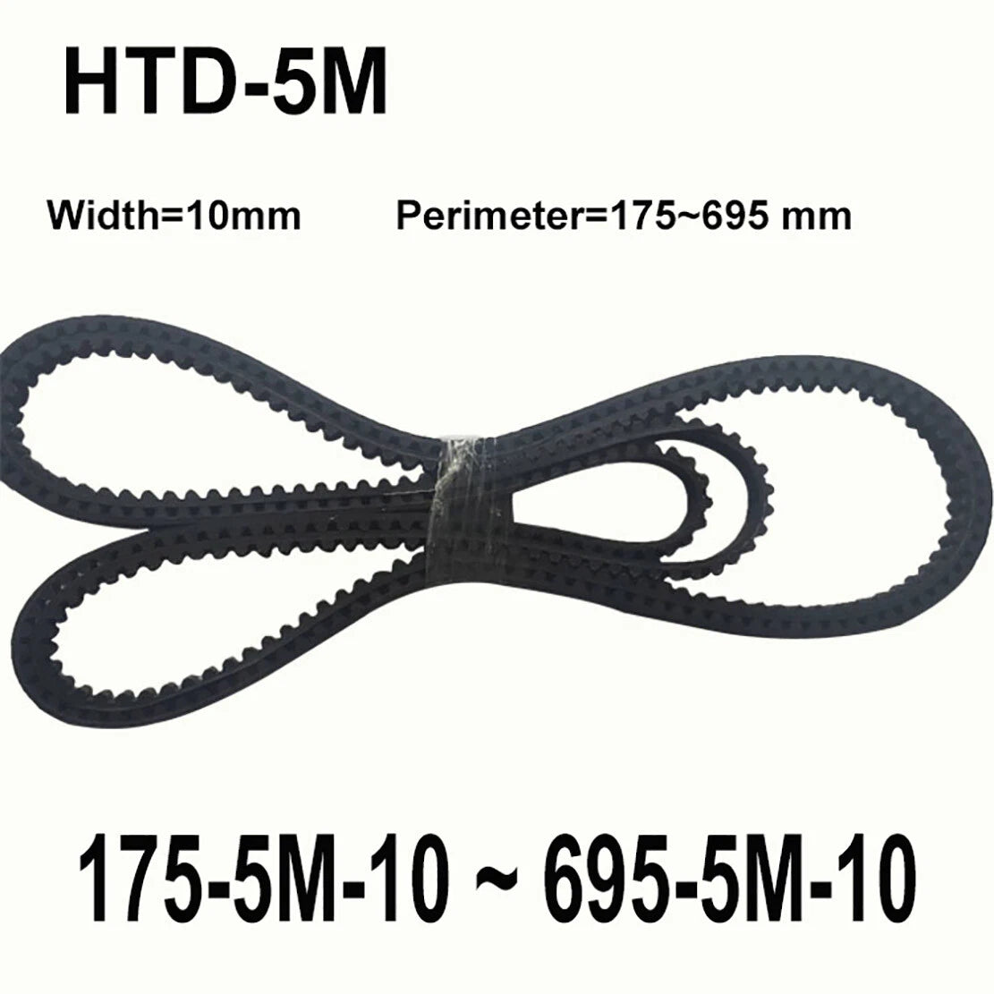 HTD 5M Timing Belt 10mm Wide | Closed Loop Synchronous Belt | 175–695mm Perimeter