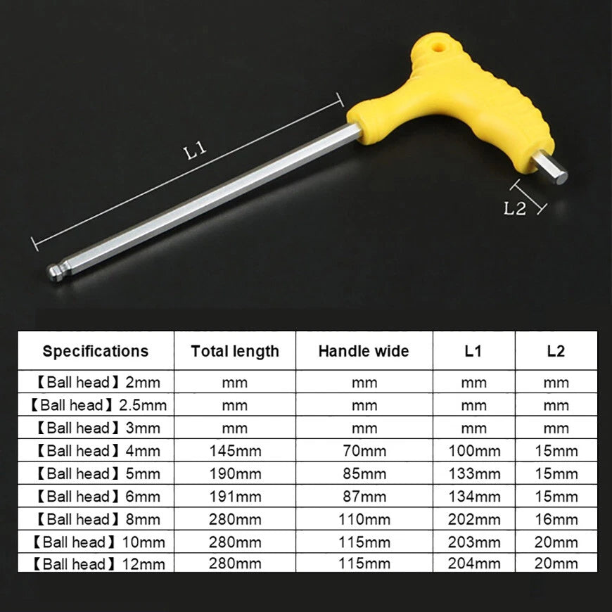 2mm-10mm T-Handle Hex Key Allen Key Wrench Key Hexagon Keys Ball End-Flat End