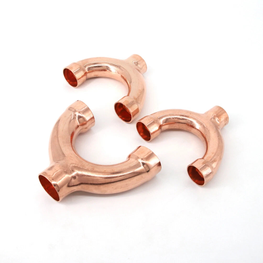 Copper Y-Type 3-Way Pipe Fitting Connector — End Feed, ID 8mm to 42mm