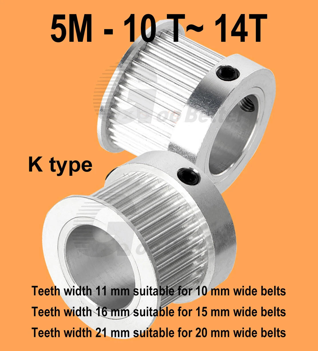 5M Pulley 10~ 14T K-type Timing Belt Pulleys Bore=4~12 mm Tooth width=11~21 mm