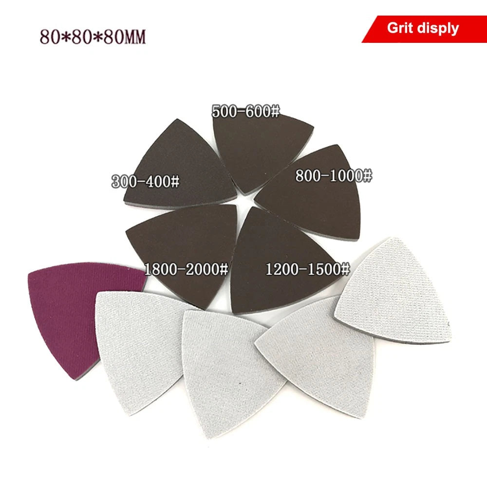 80*80*80mm Triangle Sponge Sandpaper 0 - 3 Hole Red Sanding Paper Pads Sheets
