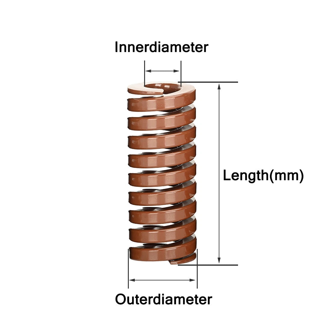 Heavy Load Duty Compression Die Spring, 8-40mm Diameter & Up To 250mm Long JIS